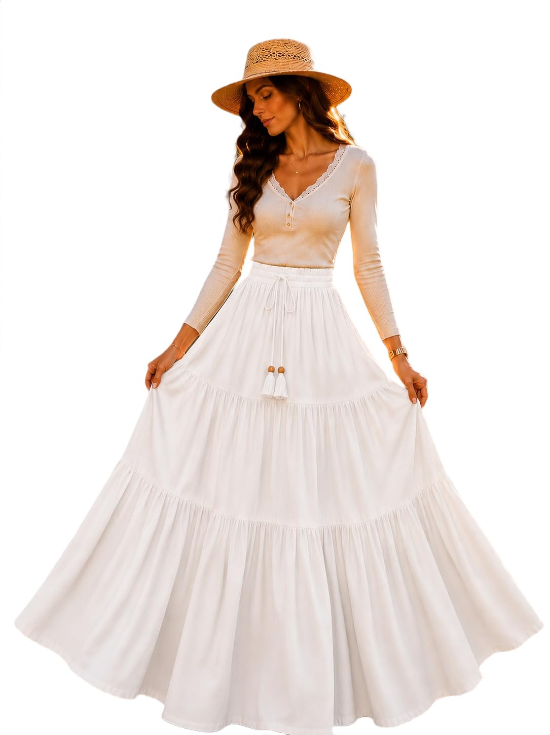 kaish Women's Charming Blooming Flared Long for Traditional Stitched A-line Flare Skirt-picture-21