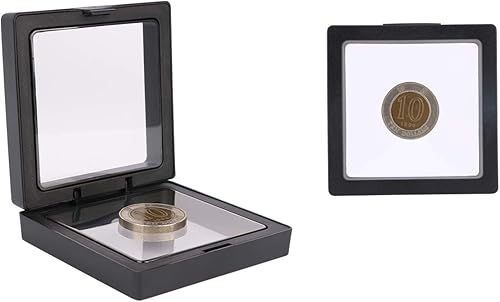 Miniatura 3 de sdoot Soporte de exhibición de marco flotante 3D negro, 20 piezas de vitrina de monedas, marco de monedas de silicona de 2.8 x 2.8 x 0.8 pulgadas,