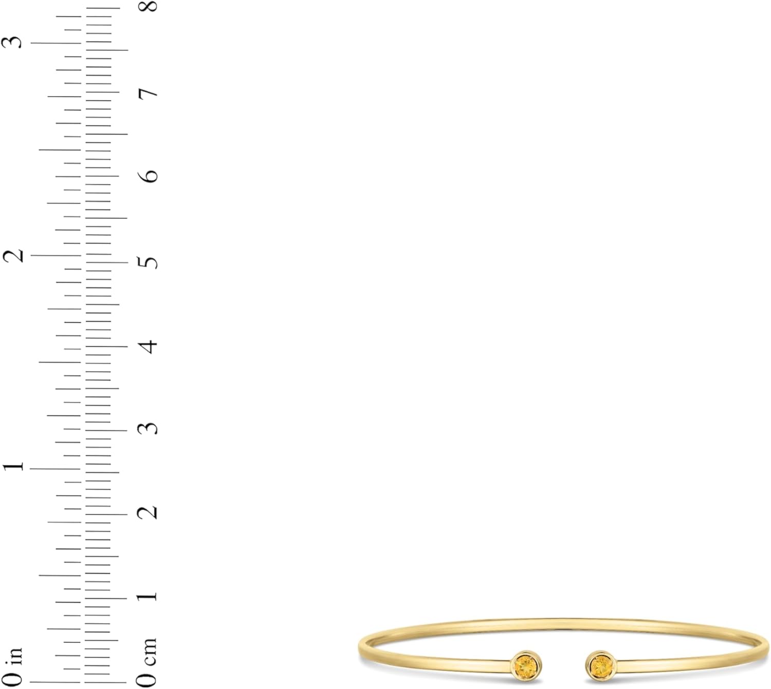 Floreo 14k Yellow Gold 2mm Open Cuff Gemstone Bangle Bracelet