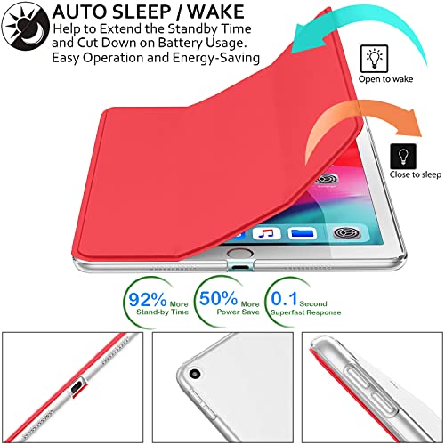 Image of DuraSafe Cases for iPad 9.7 Inch 5 Gen 2017 6 Gen 2018 [iPad 5th 6th ] A1893 A1822 A1954 MRJN2HN /A MR7G2HN /A MR7F2HN /A MP2F2HN /AiPad Cover with Translucent Frosted Hard Back - Red