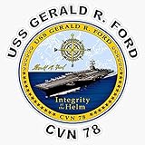 Uss Gerald R. Ford (Cvn-78) Crest Sticker Outdoor Rated Vinyl Sticker Decal for Windows, Bumpers, Laptops or Crafts 5"