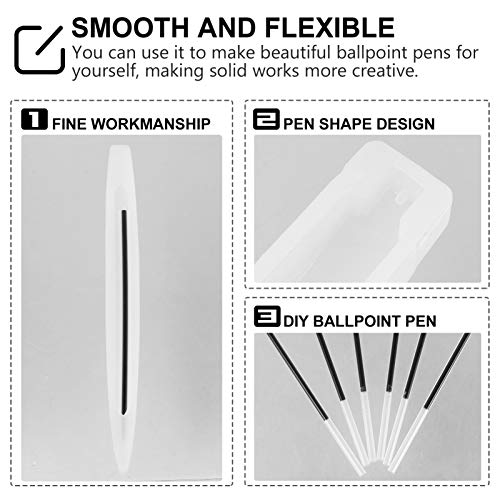 EXCEART 3Pcs Pen Hars Schimmel Siliconen Balpen Mallen Epoxy Gietmal Pen Vorm Mal Voor Diy Hars Ambachten Maken Wit - Image 3