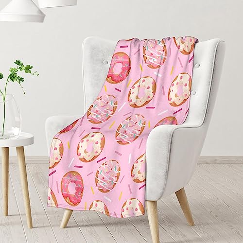 Girls Blanket - 40"x50" Cute Donut Throw Blanket Gifts for Kids & Adults - Pink Soft Fuzzy Doughnut Blanket for Couch & Living Room