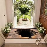 3D Optical Illusion Rug, Bottomless Hole Visual Doormat, Pattern D, Small