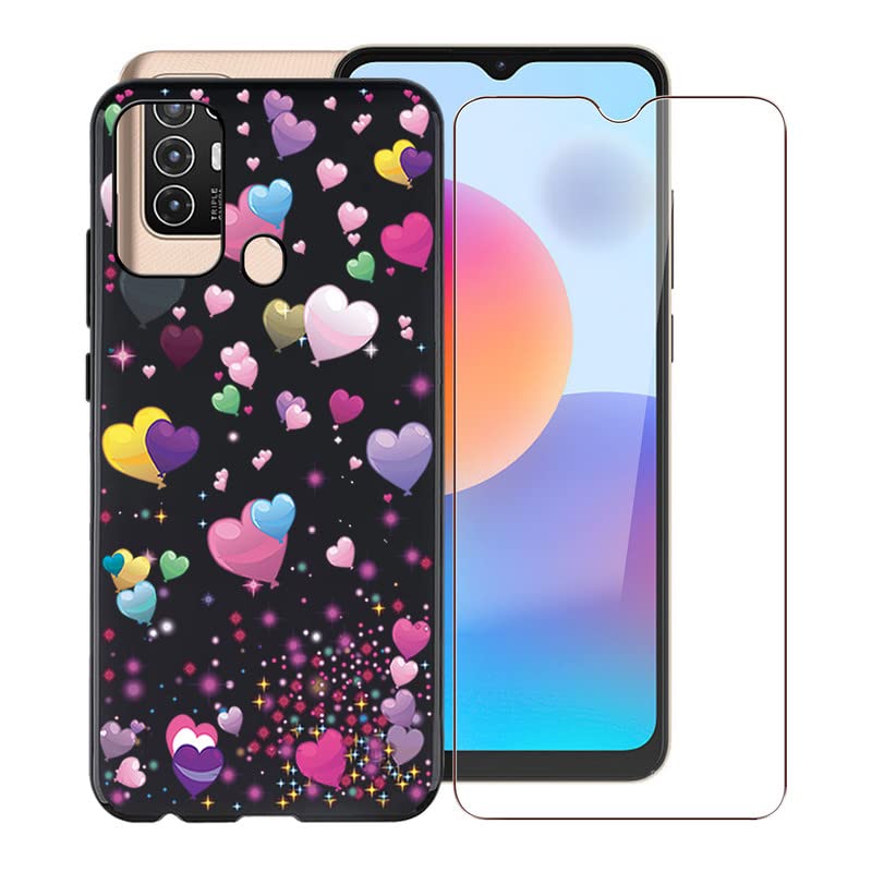 WXPPJ Custodia per ZTE Blade A52, Trasparente Anti-Ingiallimento TPU Bumper Case, Antiurto Back Case Protezione Morbida Cover + Vetro Temperato Pellicola Protettiva per ZTE Blade A52 (6,52) - WM91