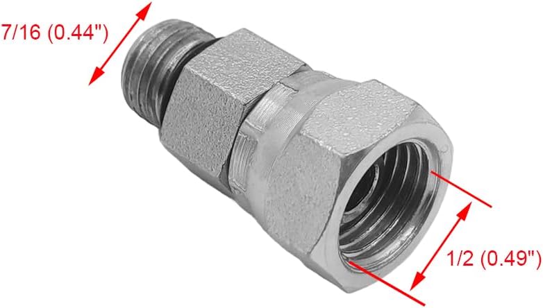 (2-PACK) 6900-04-04-O Hydraulic Hose Adapter Fitting 1/4" Male O-Ring Boss (7/16"-20UNF)×1/4" NPSM Female Pipe Swivel (1/4"-18NPSM) SAE Straight Pipe Joints Tube Connector Carbon Steel