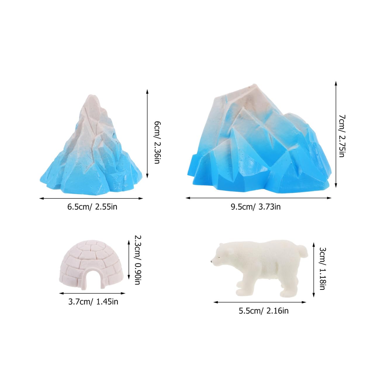 Warmhm 4pcs Lifelike Mini Igloo House Model with Polar Bear Figurines Realistic Snow Structure Decor for Dioramas Desk Display and Cake Decoration Arctic Animal for Boys - Image 2
