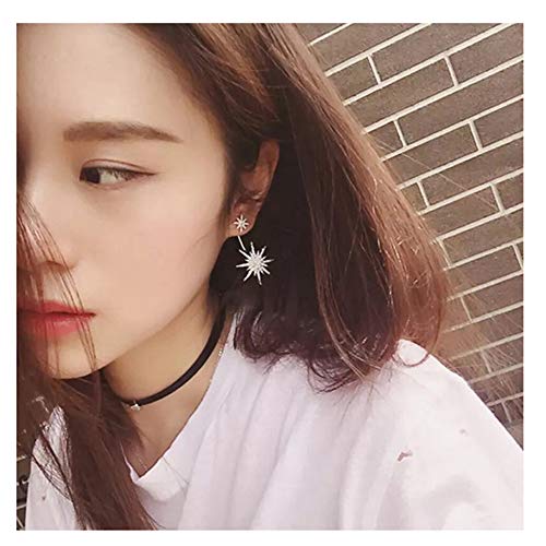 Starburst Cz Snowflake Dangle Drop Earrings For Women Girls Sensitive Ear 925 Sterling Silver Stud Post Fashion Dainty Lucky Star Dangling Hanging Jewelry Hypoallergenic Gifts Bff Xmas(Big Silver) #TOP4