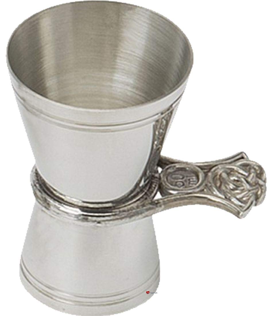 I LUV LTD Pewter Double Bar Spirit Measure Jigger 50 and 25ml Celtic Design Handle