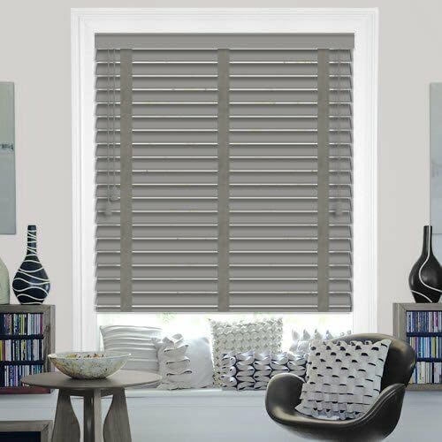 HARRISON DRAPE 50mm Faux Wood Venetian Blind - Grey - 160cm Drop - (90cm Wide)