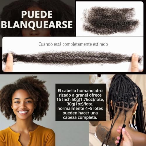 Pelo humano afro Kinkys marrón de 40 cm para extensiones y reparación de rastas 5