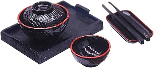 Vajilla de cocina en miniatura 112, juego de vajilla para casa de muñecas 112, mini platos de sushi, cuencos para salsa, palillos, juego de vajilla