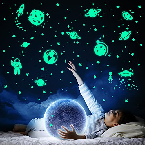 260 Pcs Glow In The Dark Stars, Glowing Stars For Ceiling, Star Wall Decals Solar System Space Galaxy Planets Wall Stickers For Kids, Girls Boys Room Decorations For Bedroom #TOP2