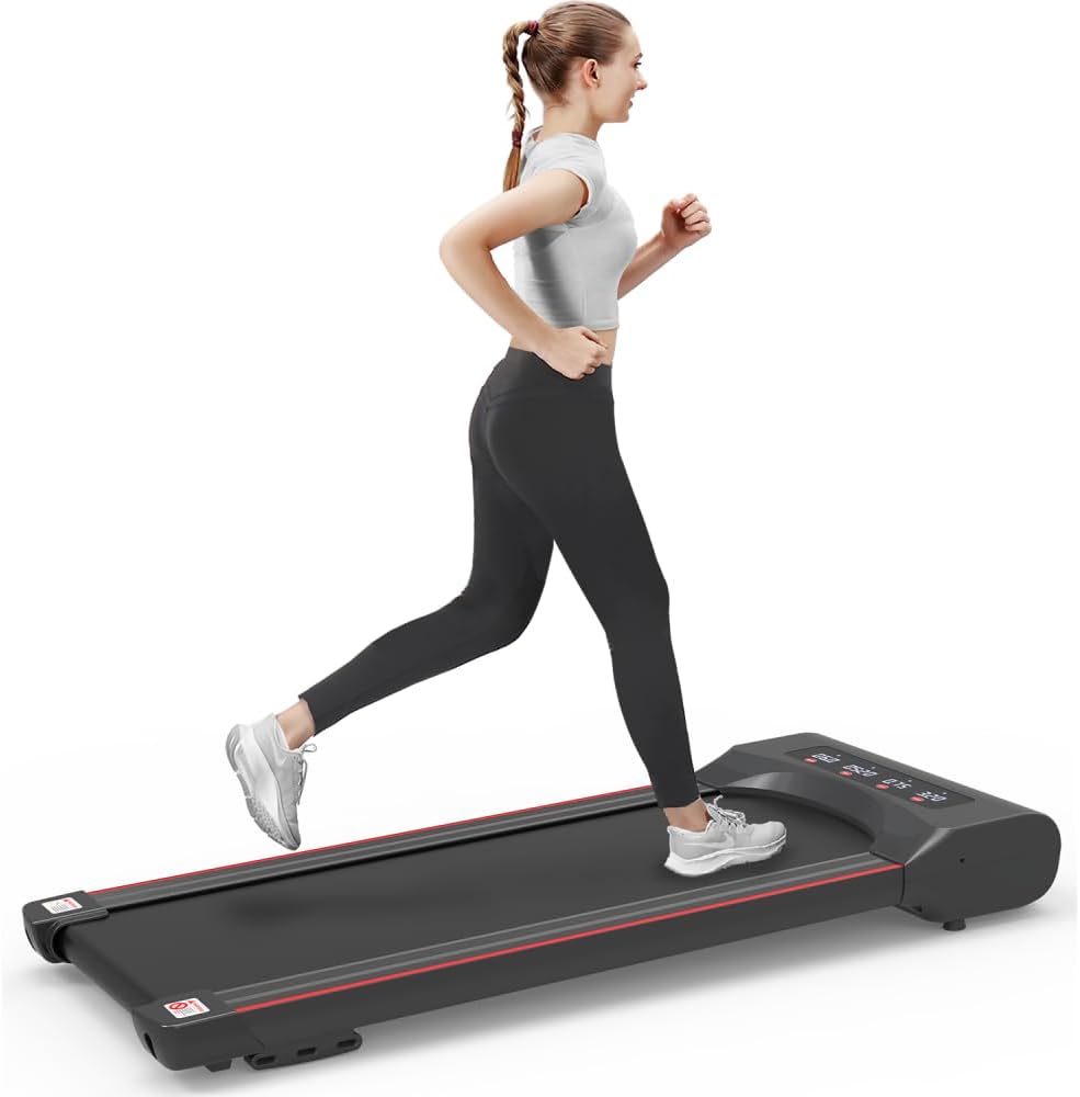 Compact Under Desk Treadmill Machine - 300 LB Capacity Walking Pad with Remote Control for Home Office, Foldable & Portable Treadmill