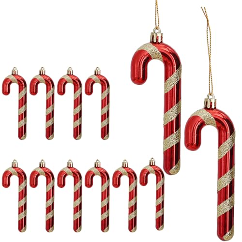 Weihnachtsbaumschmuck Rot Gold 17 DAHI 12pcs Zuckerstangen Weihnachtsbaum Deko, Zuckerstangen...