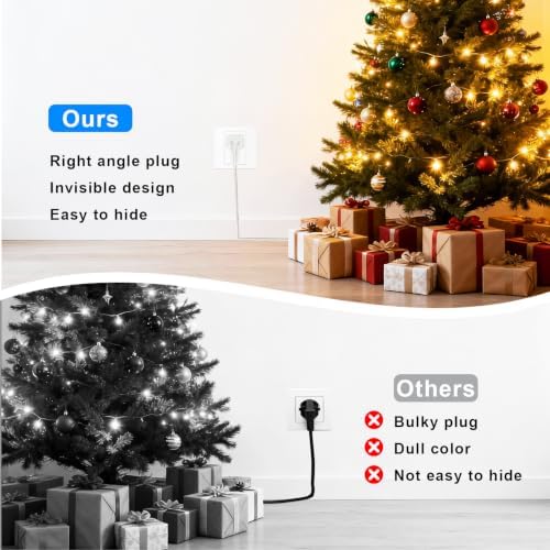 Gutedeal 8FT Clear Extension Cord β 2 Prong Thin Flat Plug with Right Angle, Slim Indoor 125V 10A 18AWG Lightweight Flexible Wire for Home Office, Bedroom, Christmas Lights, Lamps & Holiday Lighting - 4