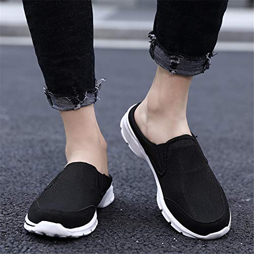 Mizhome Men's Open Back Sneaker Clogs Knit Mules Shoes Lightweight Breathable Slippers Black 12.5 #TOP4