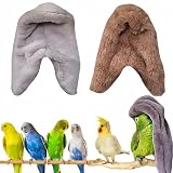 Magnoloran 2Pcs Bird Blanket for Cage Bird Cozy Corner Fleece Parrot Snuggle Hut Warm Bird Nest House Bed Hanging Hammock Bird Shelter Bed for Parakeets Cockatiels Conure Lovebird Finch-Grey&Brown