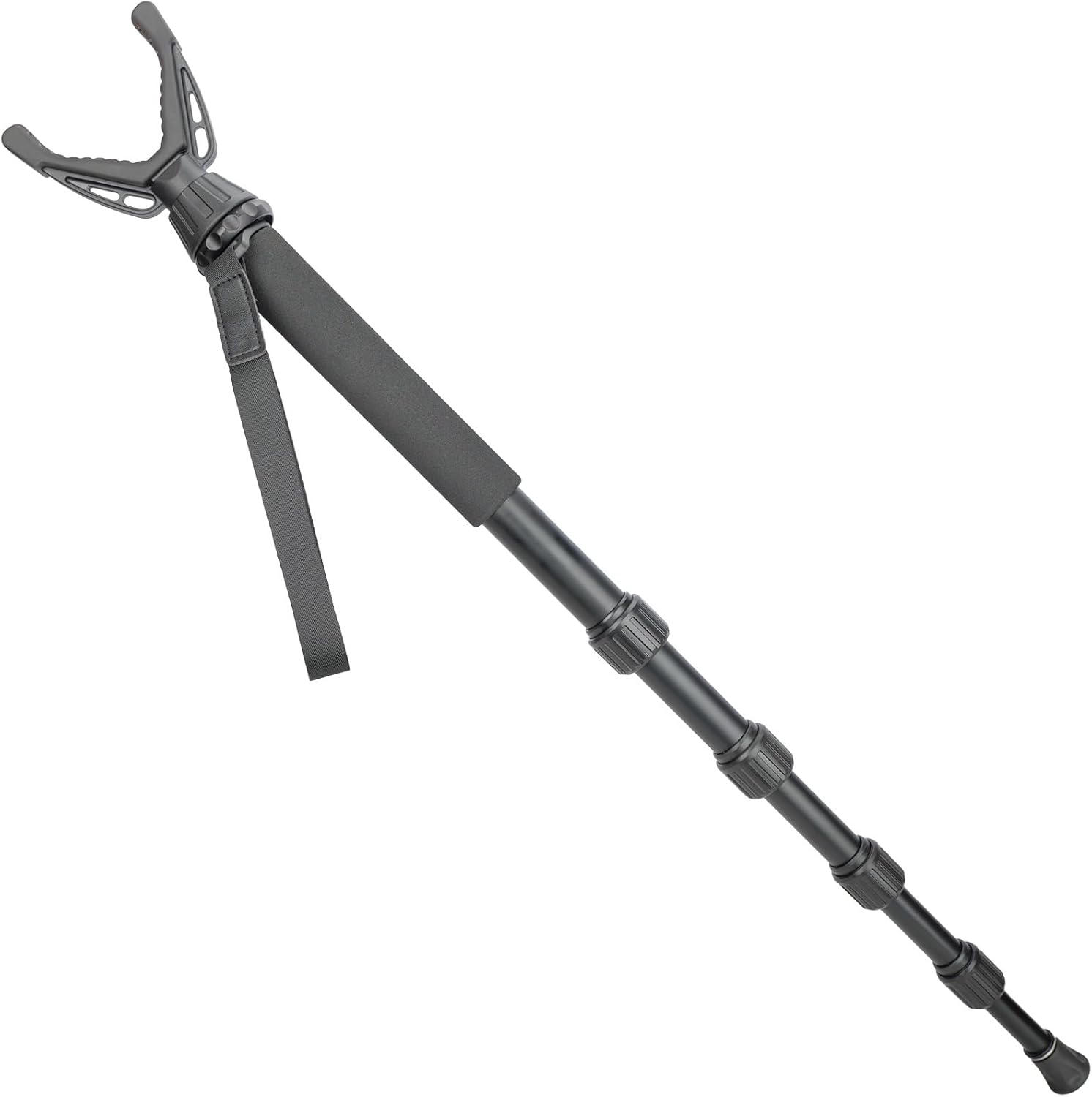 Shooting Stick for Rifles, Lightweight Aluminum Monopod Adjustable 360° Swivel V Yoke, Dual-Foot Spike, for Shooting Rest and Hunting