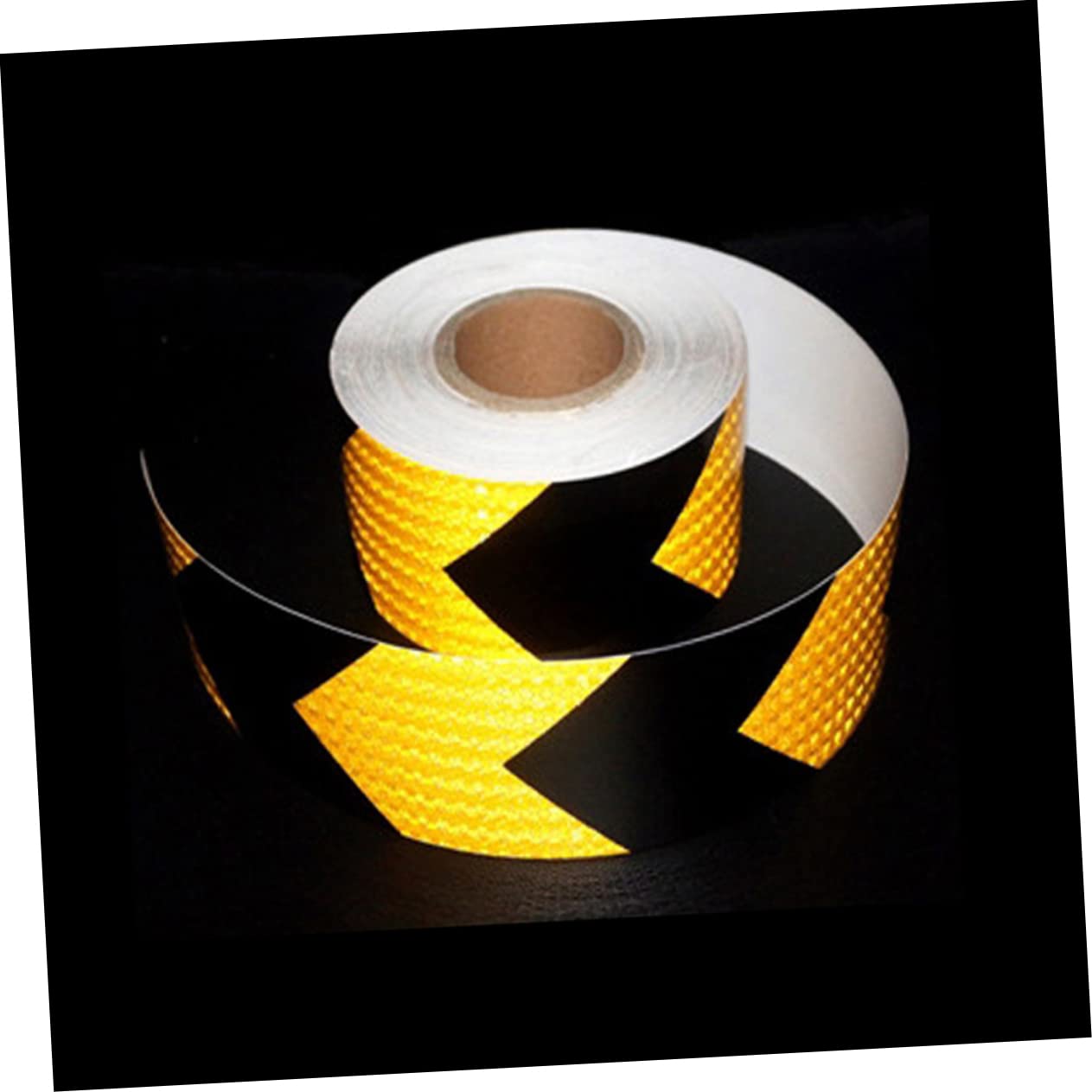 Cabilock Cinta Reflectante De Advertencia De Seguridad Flechas 5 Cm x 25 M, Fluorescente Negra y Amarilla, Cinta De Visibilidad De Flechas y Señal Reflectante Para Vehículos y Transporte
