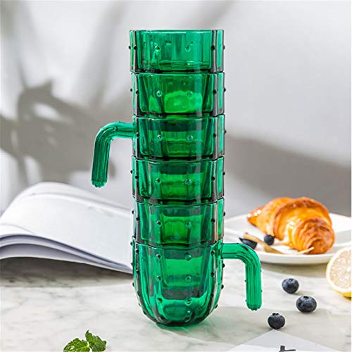 Tasses de cactus vert verre réutilisable anti-table monotone - 8