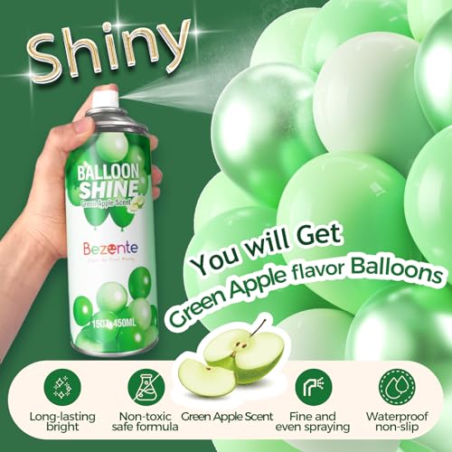 Image of Bezente Green Apple Scent Balloon Shine Spray 15oz High-Gloss for Parties