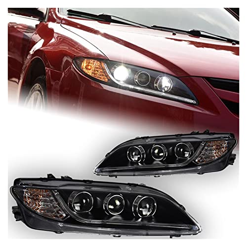Car Styling LED DRL Hid Head Lamp Angel Eye Bi Xenon Accessories Compatible With Mazda 6 Headlights 2004-2012 Compatible With Mazda6 LED Headlight(Headlight LED)