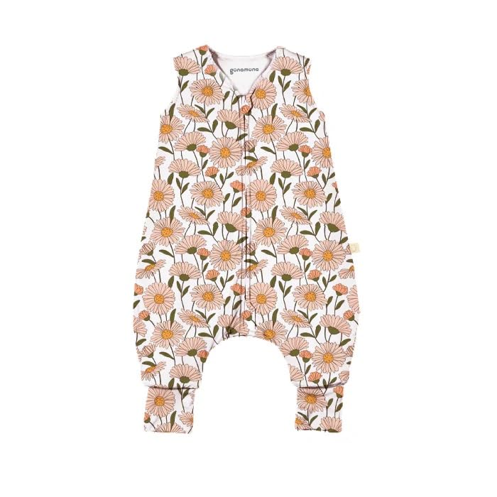 Image of GUNAMUNA Baby Footie Sleep Bag, Walkable Wearable Blanket, Easy Diaper Zipper, Convertible Foot Cuffs, Anti-Slip Grip, 0.5TOG