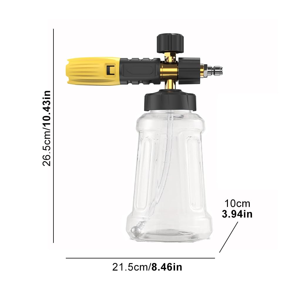 Schneeschaumlanze für Kärcher K2 K3 K4 K5 K6 K7 Hochdruckreiniger, Ersatz-Schaumkanone Upgraded Connect & Power Dicker Schaumseifenspender Verstellbare Sprühdüse, Hochdruck-Autowaschpistolen-Zubehör