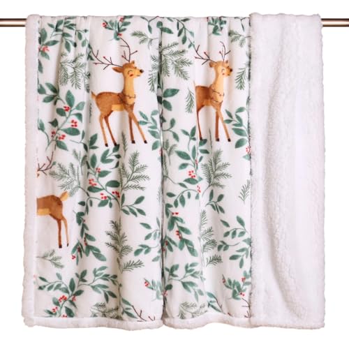 HITIME Christmas Sherpa Fleece Throw Blanket for Couch Bed Sofa Adults -Soft and Warm Blanket for Winter, Thick and Fuzzy Throw Blanket (Throw - 50" x 60") - B - image 5