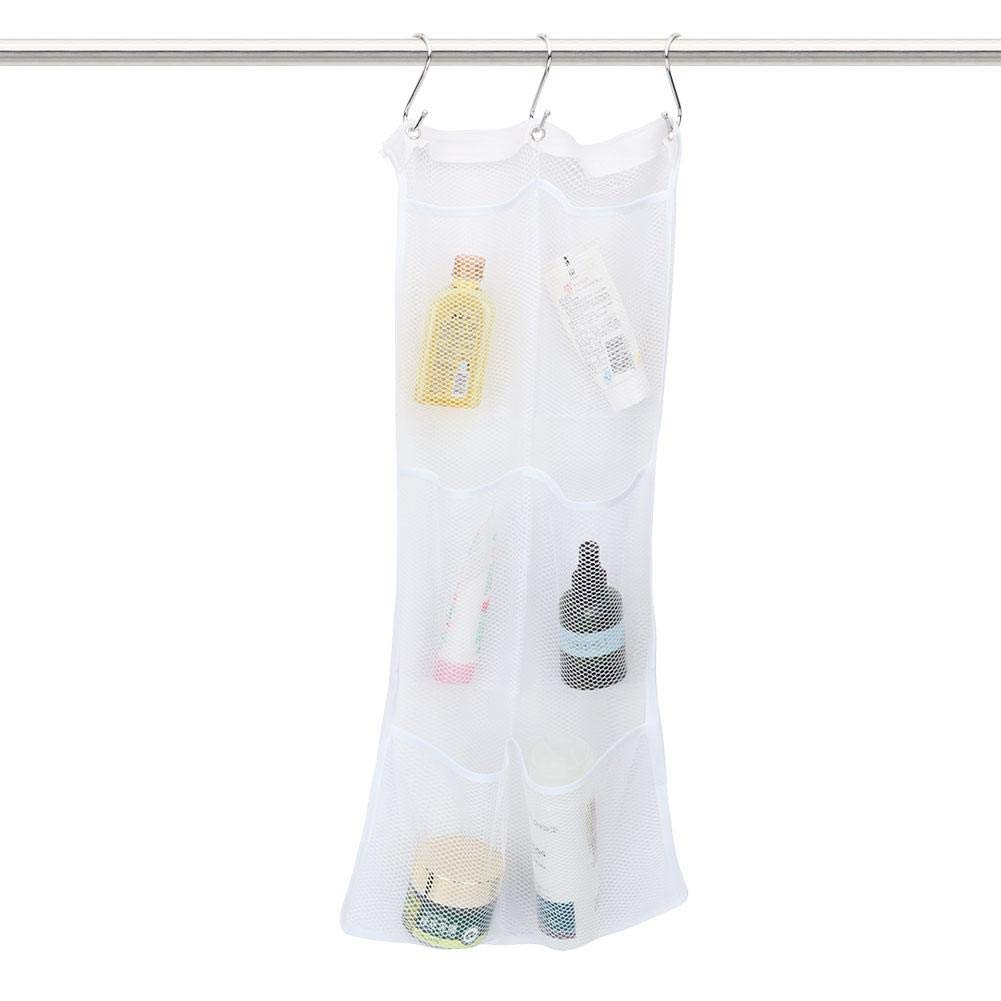 Hanging Mesh Bath Shower Caddy Organizer with 6 Clear Storage Pockets 3 Hooks Space Saving Organizer Bathroom Accessories