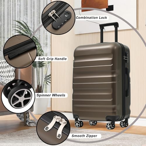 Image of 13 Piece Luggage Sets, Lightweight Suitcases with Dual Spinner Wheels, Carry-On & Check-In Sizes for Travel and Business (brown)