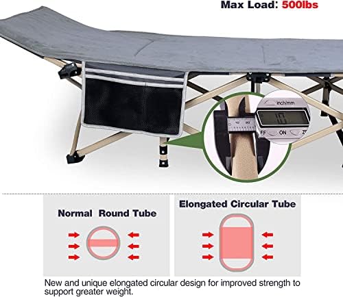REDCAMP Folding Camping Cots for Adults with Mattress Pad, Comfortable and Soft for Outdoor Indoor Office Sleeping, Portable Heavy Duty Cots 500 Pounds, Grey 5 51K2Gl4ythL. AC