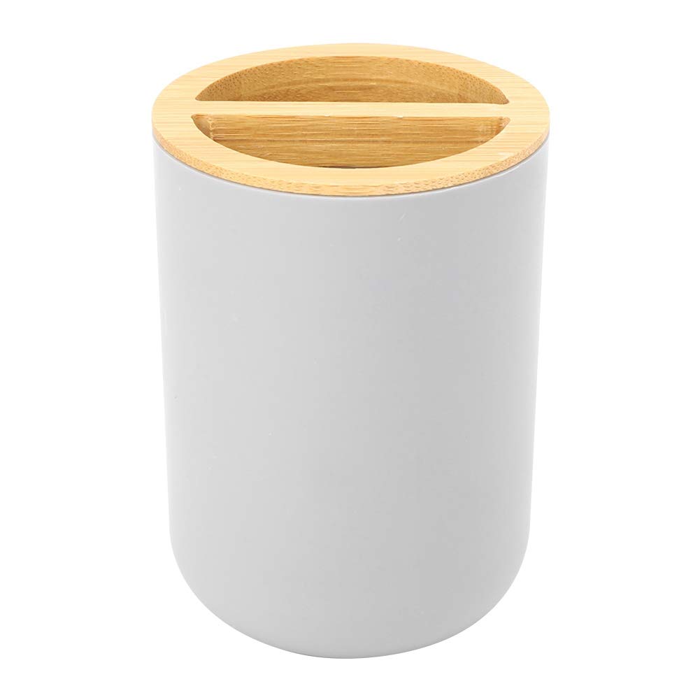 Juego de 6 Accesorios de Baño de Madera de bambú Jabonera Dispensador de Jabón Mini Cubo de Basura Taza Set Soporte para Cepillo de Dientes para Decoracion Baño