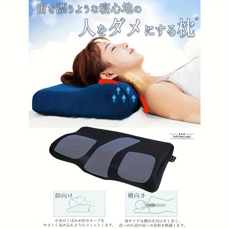 Amazon｜Renoki 枕 プレミアムメモリーフォーム枕 ハニカムネイビー