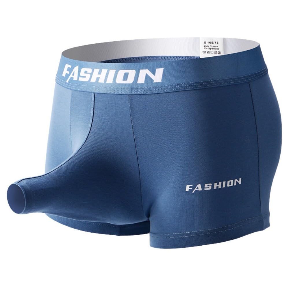 Men's Underwear with Split Open Gun and Bullet Medium Waist Solid Color Breathable Elephant Nose Flat Corner Pants