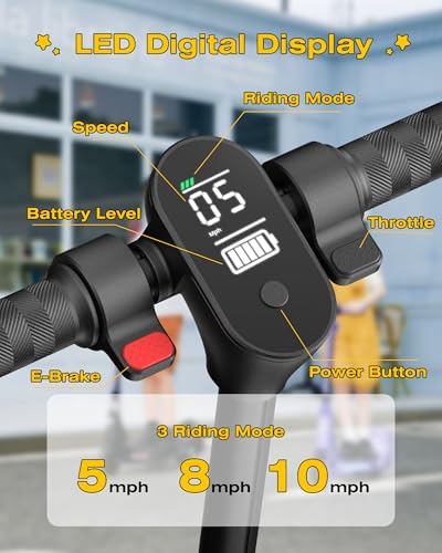 Image of ECOROAD 2-in-1 Kids Electric Scooter EK8,200W Motor & 9 Miles Range,Up to 10 MPH,Dual Brake System,Bluetooth Music & Foldable & Adjustable Height, for Kids Ages 6-12(Black)