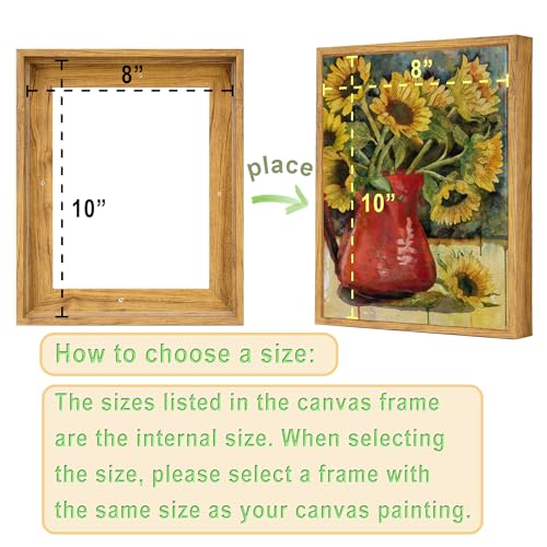 Image of 12x18 Canvas Floater Frame with 0.6 inch-0.9 inch Deep, Canvas Floating Frame for Oil Painting, Art Prints Artwork Frames(12 inchx18 inch,Nut Brown)