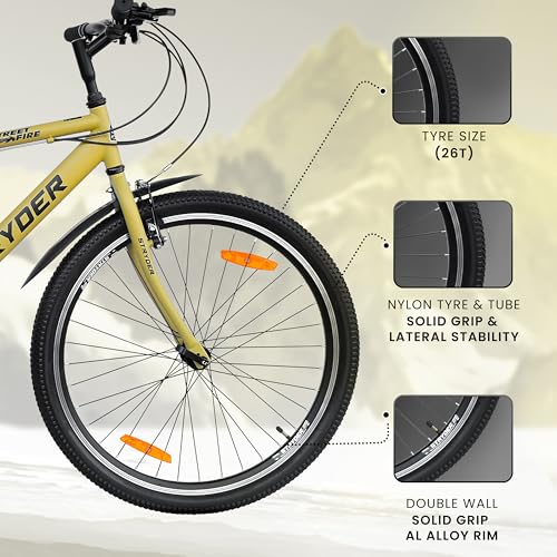 Image of Stryder 26T Street Fire Multispeed Gear Mountain Cycle (Desert::Strom) - V Brake | Rigid Fork | Welded Steel Frame | Alloy Rims | Unisex MTB Bicycle | 85% Assembled (Desert::Strom)