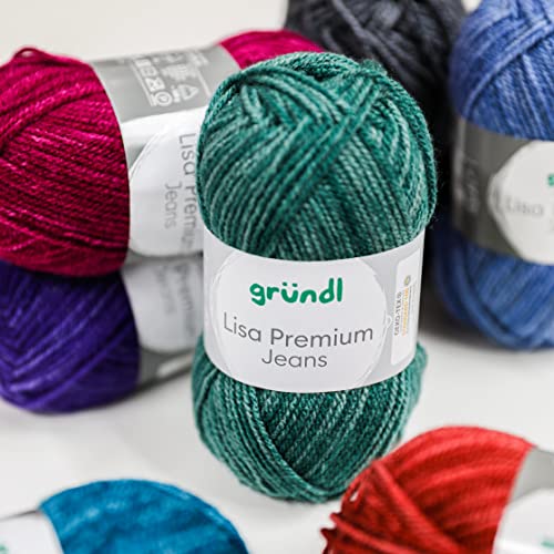 Gründl Wolle Lisa Premium Jeans, Yarn for Knitting with Colour Gradient Knitting Yarn, Crochet Yarn, Soft and Skin-Friendly - Image 2