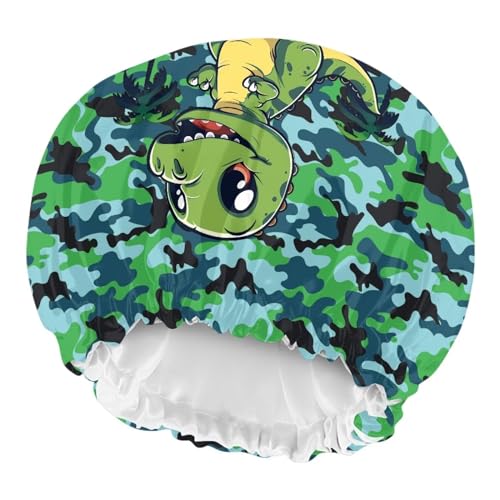 Image of Kids Satin Bonnet Satin Sleep Cap Elastic Band Hat Night Sleeping Head Hair Cover Comfortable Sleeping Beanie Toddler Children Baby Daily Casual Headwear Green Dinosaur Print