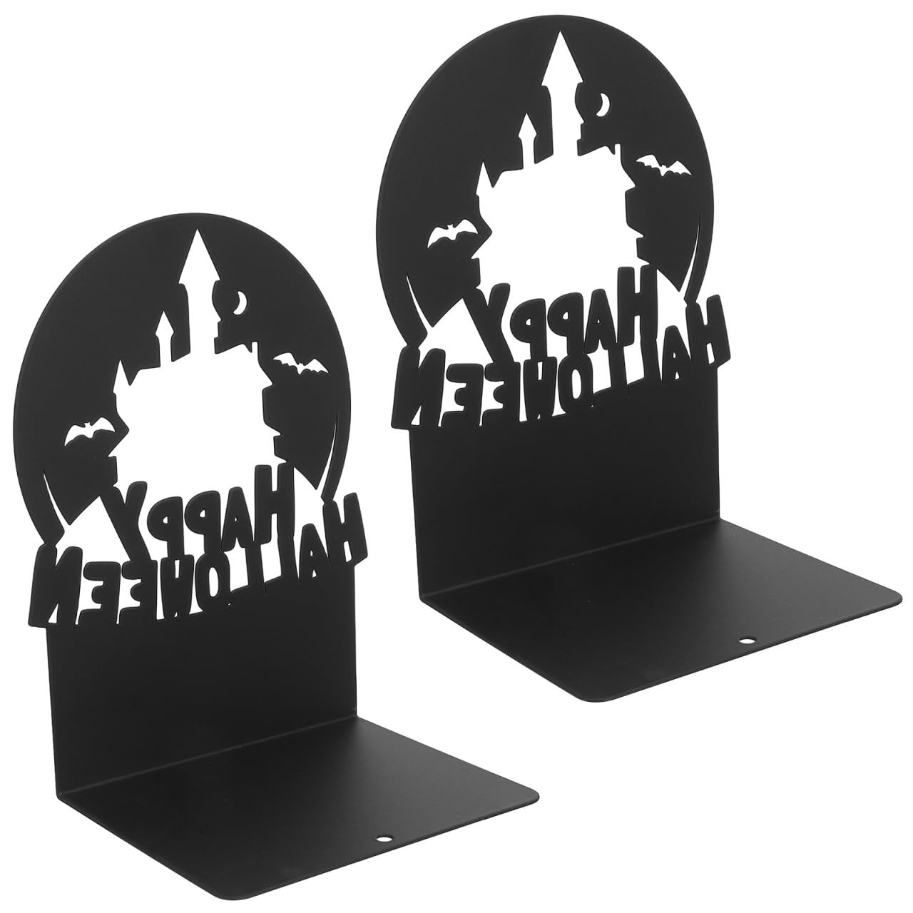 Sujetalibros de metal negro organizador de escritorio con diseño de castillo para libros pesados