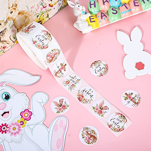 Whaline 1000Pcs Easter Stickers Floral Religious Stickers Watercolor Bunny Egg Christian Round Stickers He Is Risen Print Label Self-Adhesive Stickers For Easter Holiday Party, 1.5Inch, 6 Design #TOP2