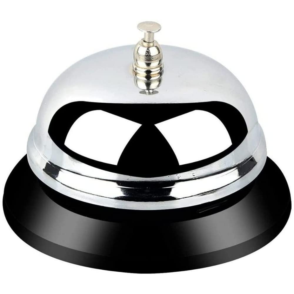Office Desk Bell Stainless Steel Hand Held Desk Service Bell Attention Call Ringer Counter Bell for Hotels, Schools, Restaurants, Reception Areas, Warehouses, Hospitals & Schools.