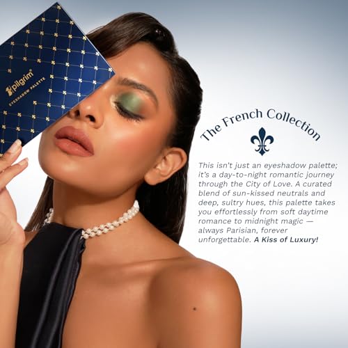 Image of Pilgrim Midnight in Paris 18-in-1 Multi-Textured Eyeshadow Palette | Highly Pigmented and Blendable Shades | Multicolor | Matte and Shimmer Finish | (1.4g)