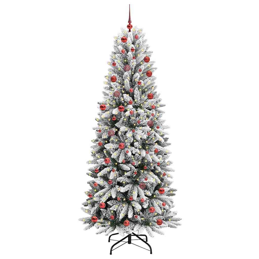 Árbol de Navidad artificial blanco, 210 cm, 300 ledes blanco cálido, estructura de acero PVC, decoración festiva para interior y exterior protegido