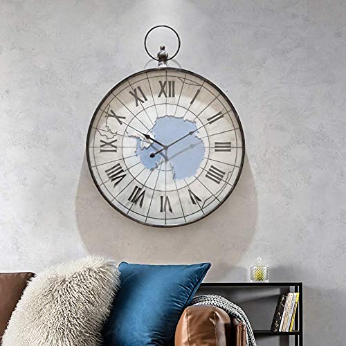 Wall Art Decor, Wall Clock for Living Room Decor, Large Retro Wall Clock, Mediterranean-Style Wrought Iron Art Wall Clock Non Ticking Classic Silent Clocks Decorative Kitchen Living Room Bedroom Batte
