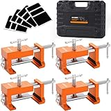 DAYDOOR Professional Cabinet Clamps 4 Pack, Heavy-Duty Cast Steel, Integrated Drill Guide & EVA Protection, Face Frame Alignment Tool for Cabinet Installation & Woodworking, Orange