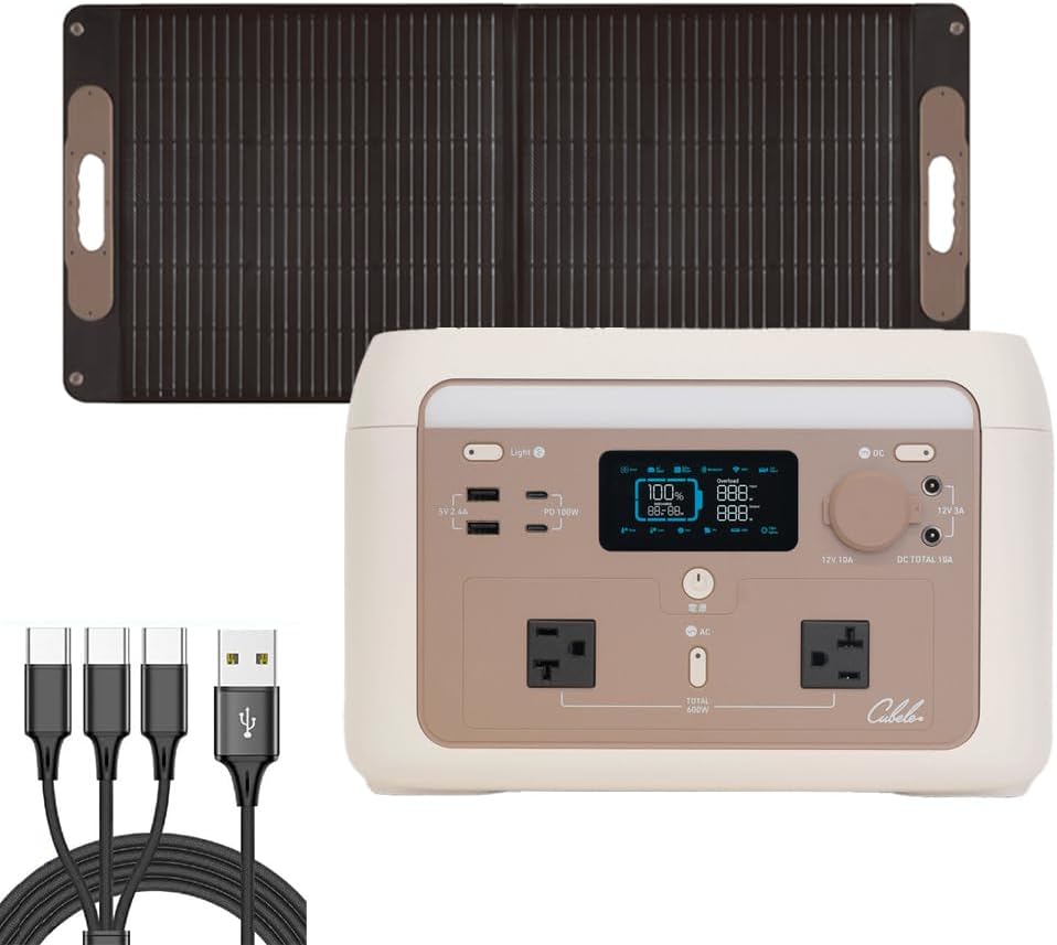 INBES ポータブル電源 [幕末] USB Type-Cケーブル 3in1 付 ソーラーパネル 100W セット リン酸鉄リチウム