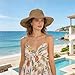 LUI SUI Womens Wide Brim Straw Sun Hat, Floppy Summer Straw Beach Hats, Foldable Crochet Summer Travel Beach Sun Cap Khaki